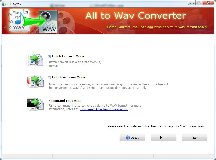 Boxoft All to Wav Converter screenshot