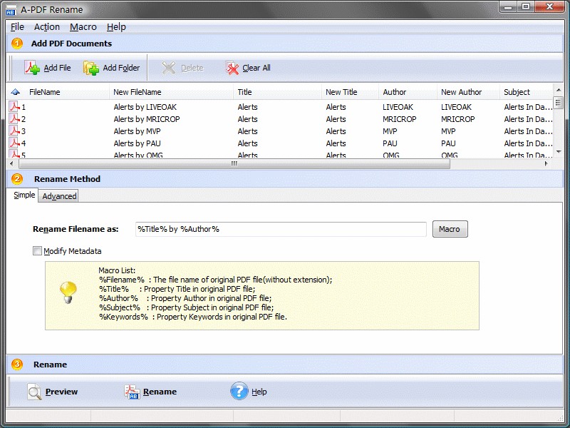 PDF Filename Modifier software