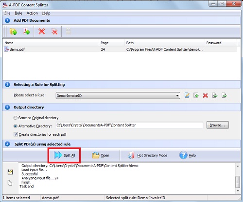 PDF Invoice Split software