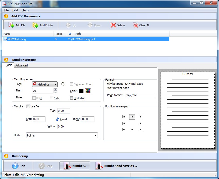 PDF Numbering Tool software