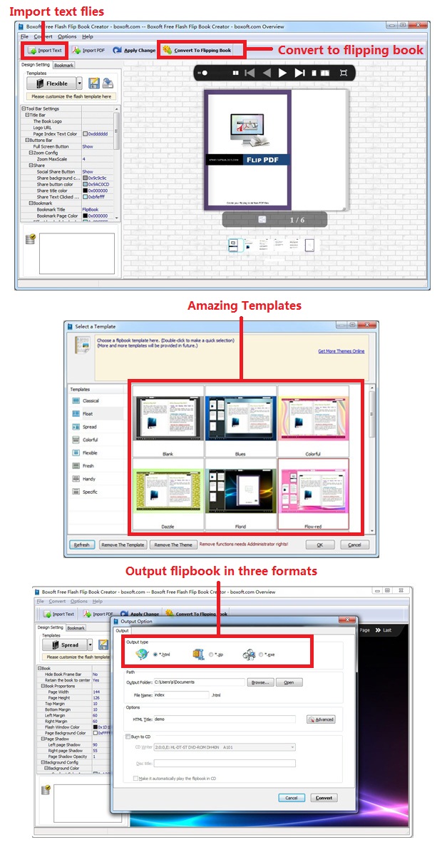 Boxoft Free Flash Flip Book Creator Steps