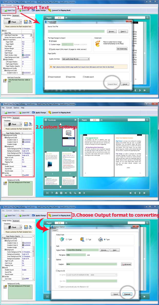 Boxoft Free Flip Page Software Steps