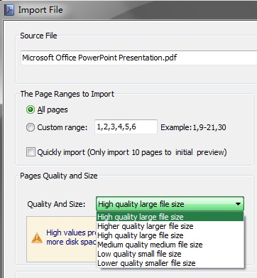 Guideline for set page quality and size by Flash Flip Book Maker