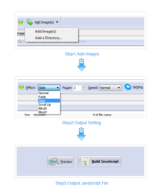  Step of Boxoft JavaScript SlideShow Builder