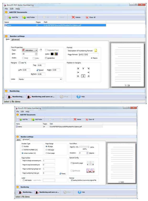 Boxoft PDF Bates NumberingScreenshots