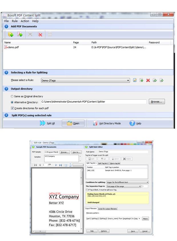 Boxoft pdf_content_split Screenshots