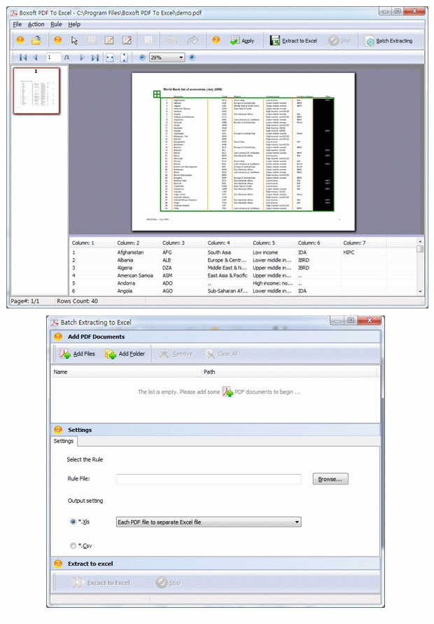  Step of Boxoft pdf to excel