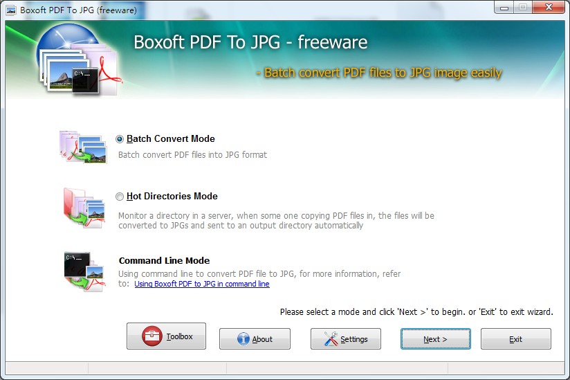 Boxoft PDF To JPG Converter (freeware) screenshot