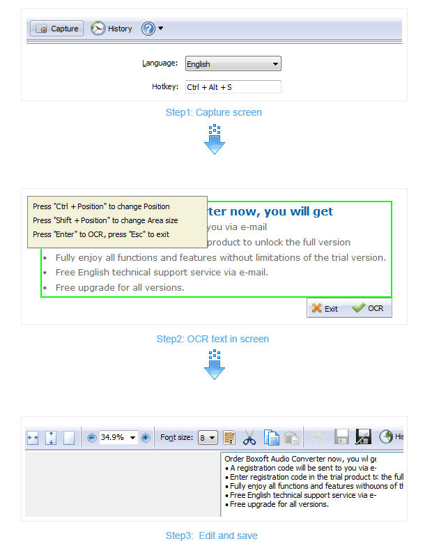  Step of Boxoft Screen ocr