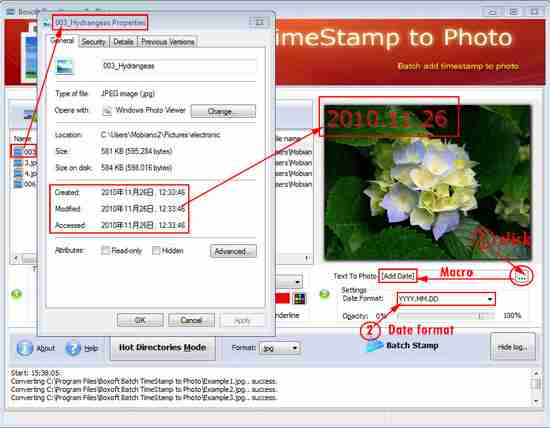 print timestamp in photos