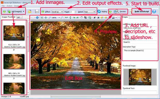 build javascript web slideshow.