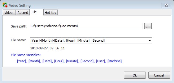 output file path and name