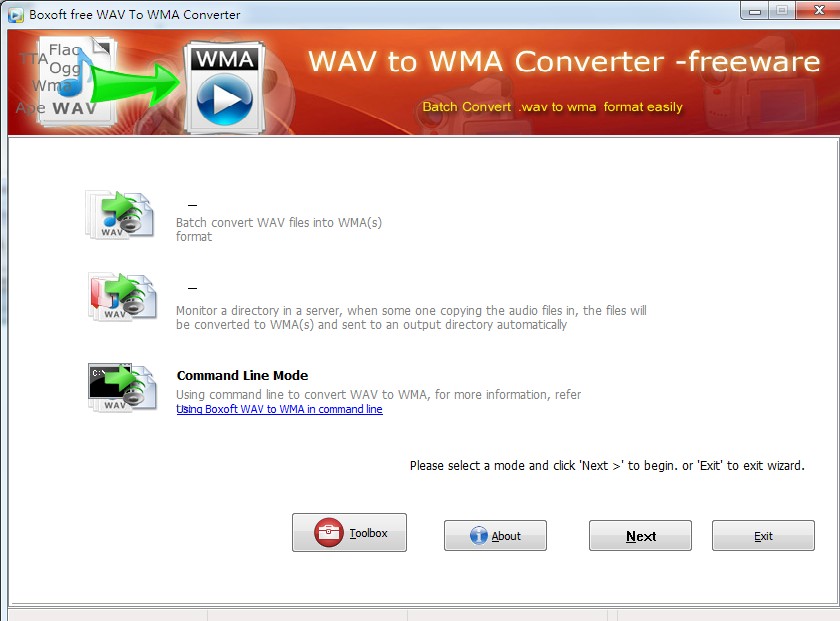 Windows 7 Boxoft WAV to WMA Converter (freeware) 1.0 full